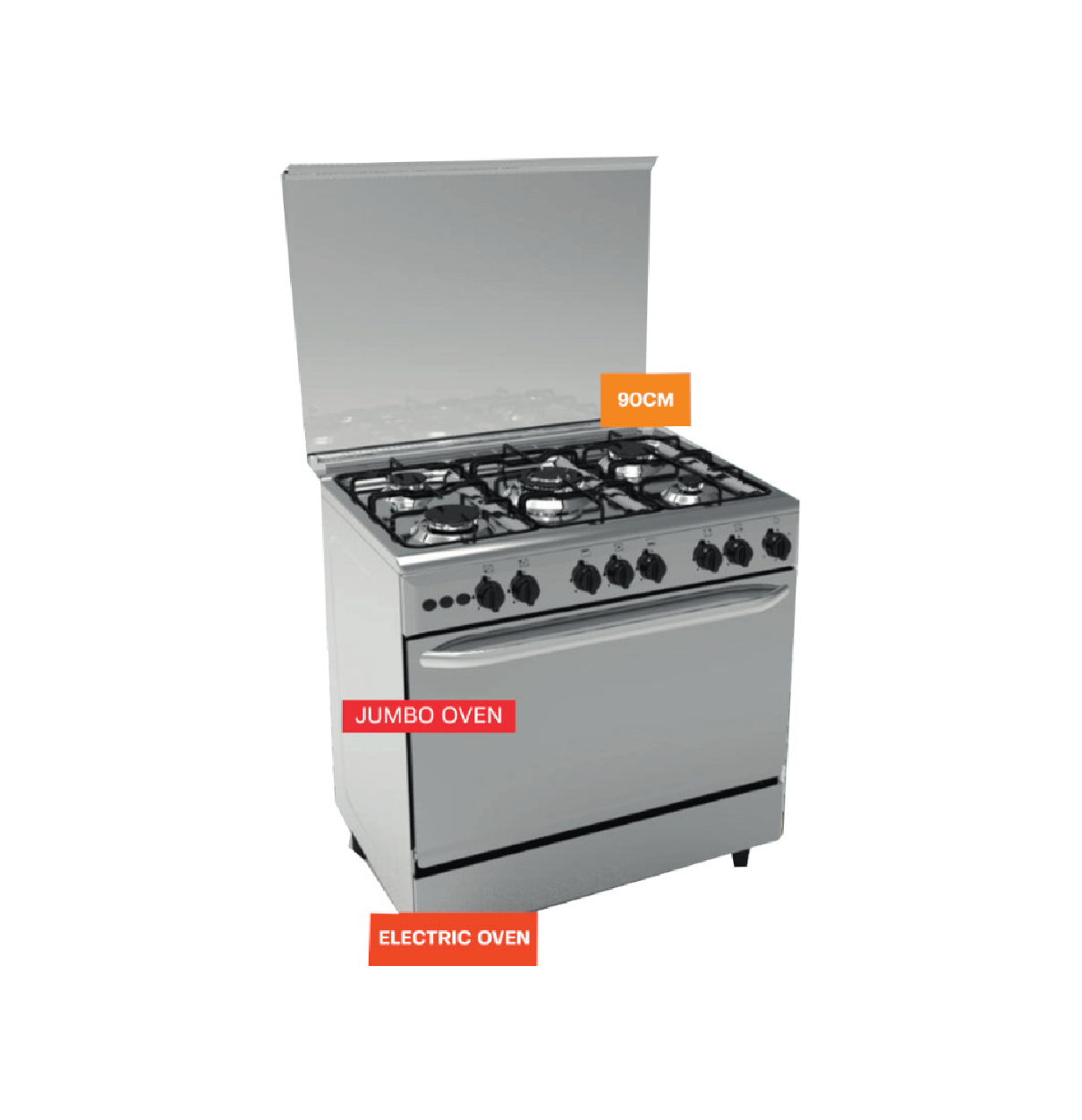 AIFA AE-X90W56-20 90cm Standing Gas Cooker w/ Jumbo Electric Oven - White