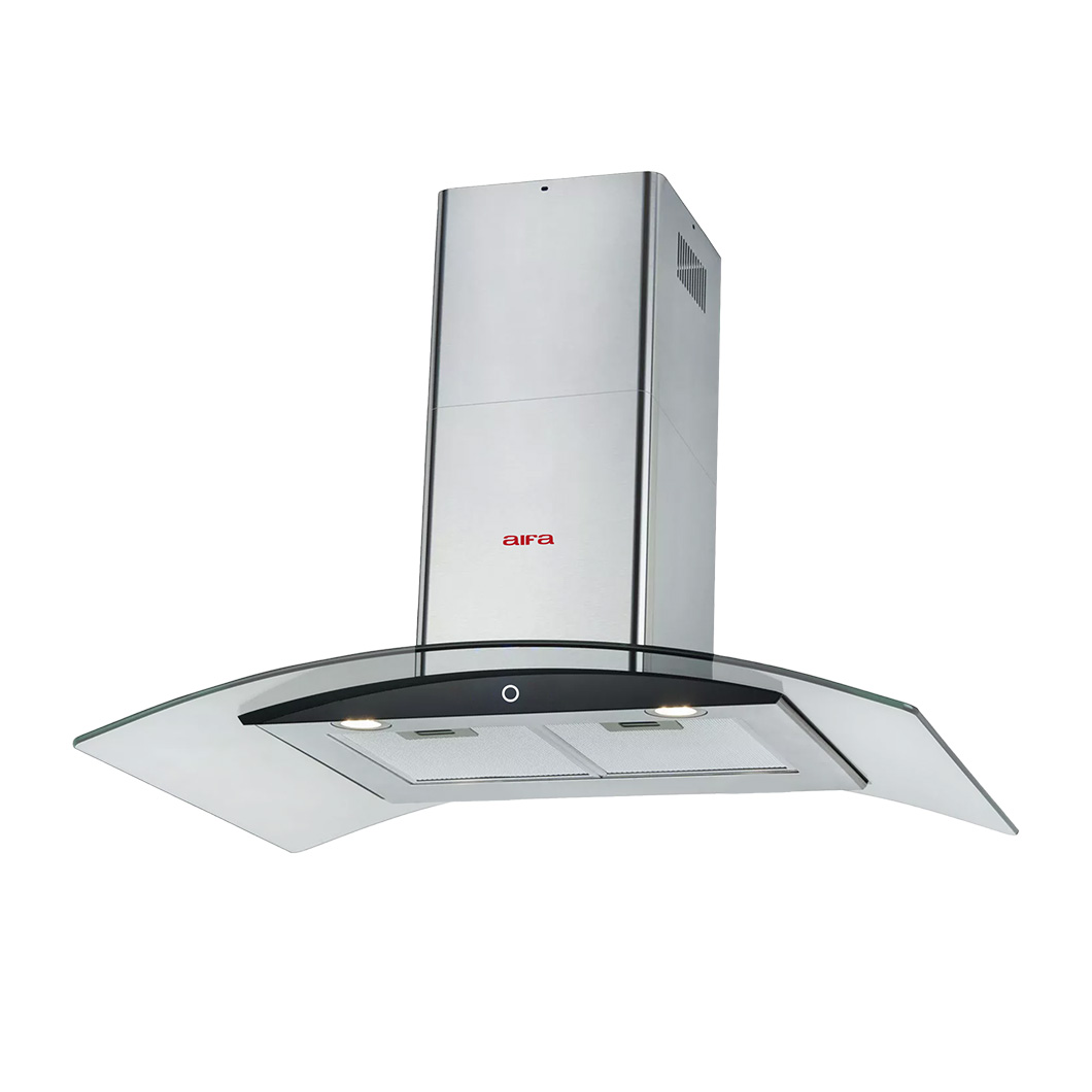 AIFA ACH-99TG7 90cm Curved Chimney Cooker Hood - Stainless Steel w/ Glass