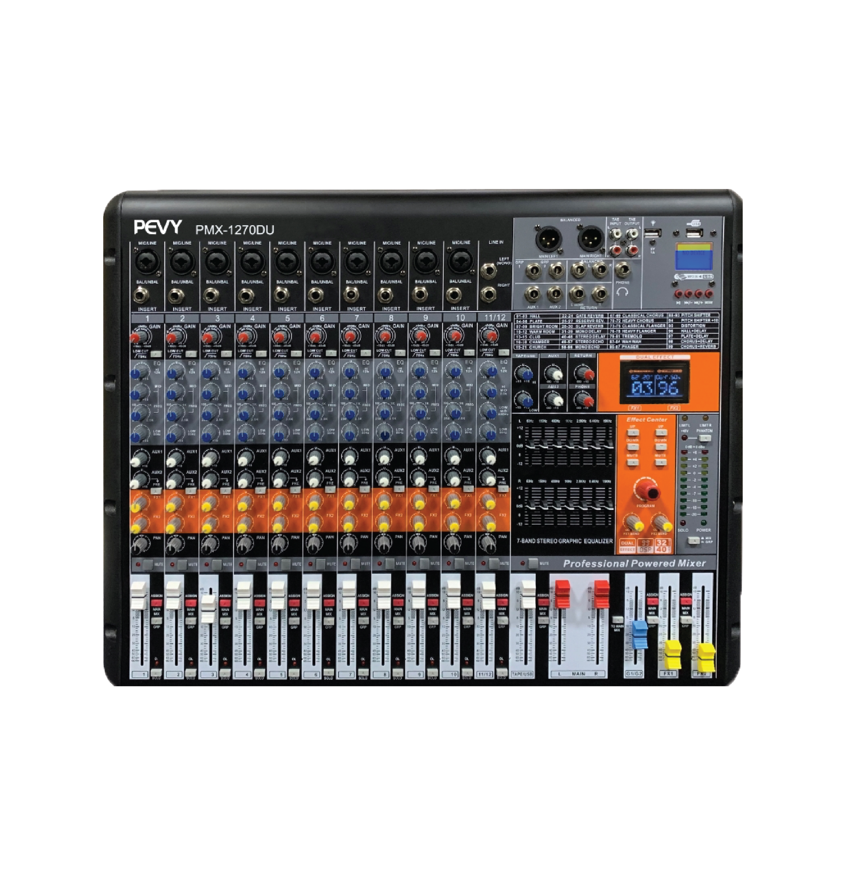 PEVY PMX-1270DU 12-Channel Mixer Amplifier